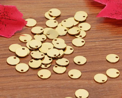 Vista 2 de Shapenty Dijes pequeños y redondos de acero inoxidable para estampado en blanco, mini discos para pulseras, aretes, collares, dijes, joyería