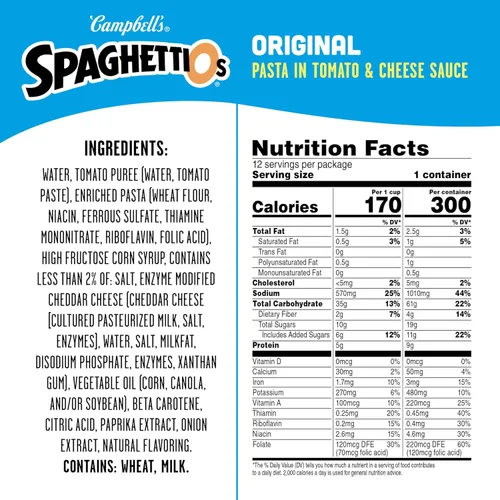Vista 2 de SpaghettiOs Pasta enlatada original, lata de 15.8 onzas (paquete de 12)
