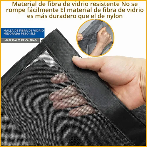 Vista 4 de Puerta mosquitera de garaje para garaje de 1 auto desplegable de 8 x 7 pies, pantalla magnética de puerta de 8 x 7 pies para Negro