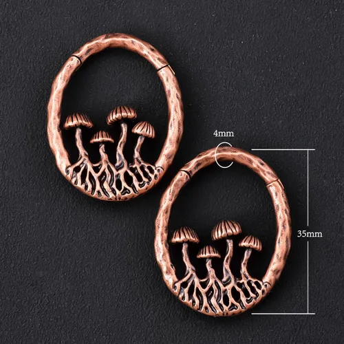 Vista 4 de PUNKYOUTH 1 par de aretes colgantes de calibre de 0.118 pulgadas, 0.198 pulgadas, peso ligero, latón, hongos, pulpos, dilatadores, túneles, piercings