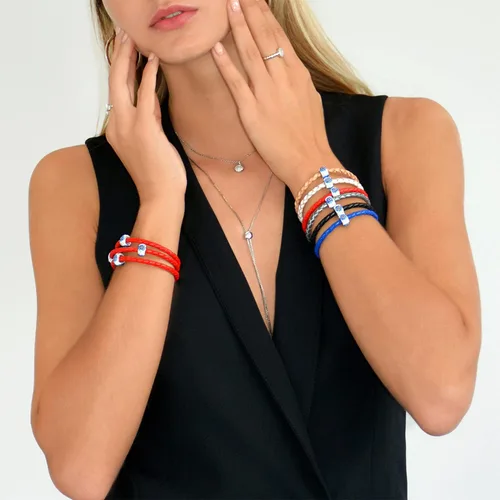 Vista 3 de Pulsera de piel Evil Eye de buena suerte y protección para mujeres en negro rojo plata y más colores el mejor regalo para amigos y familiares