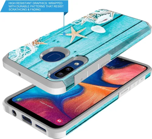 Vista 3 de Rosebono - Funda compatible con Samsung Galaxy A21, delgada híbrida de doble capa a prueba de golpes, cubierta dura de silicona a la moda, linda