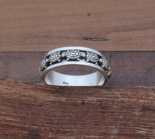Vista 15 de Boho Spinner Ring, Mothers Day Gift, Silver 925 Women Ring, Sterling Silver 925 Ring, Fidget Spinner Ring,Women Silver Anxiety Ring
