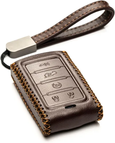 Vista 16 de Vitodeco Funda de cuero genuino para llavero inteligente compatible con Jeep Wagoneer, Grand Wagoneer, Grand Cherokee 2022-2025 (5 botones, negro)