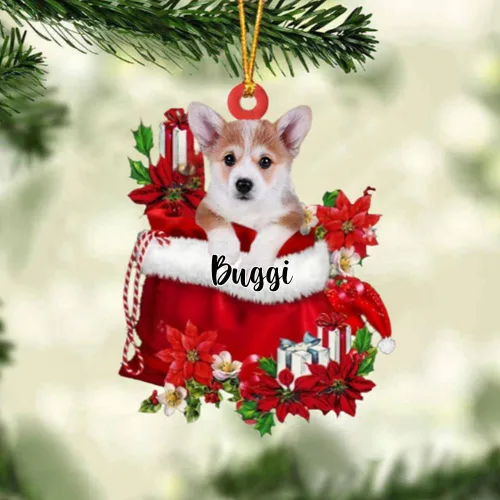 Vista 42 de Perro Akita Inu personalizado en bolsa de regalo, adorno de Navidad, nombre personalizado, regalo para amantes de los perros, familia, Navidad