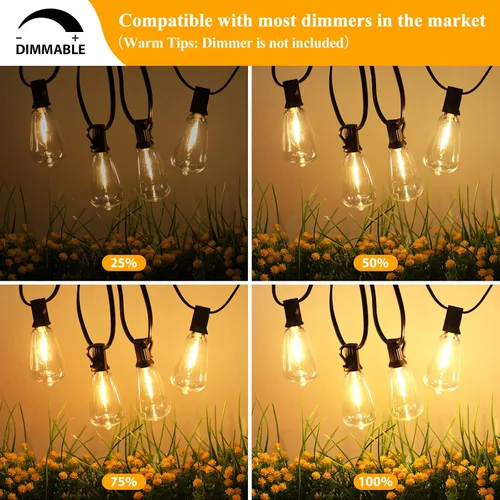 Vista 6 de 50FT Outdoor String Lights 27 Bulbs, Waterproof Patio Lights (Pack of 2)