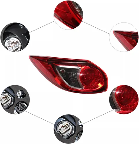 Vista 4 de Para 2013 2014 2015 2016Mazda CX-5 halógeno exterior luz trasera luz trasera reemplazo rojo lente (lado izquierdo)