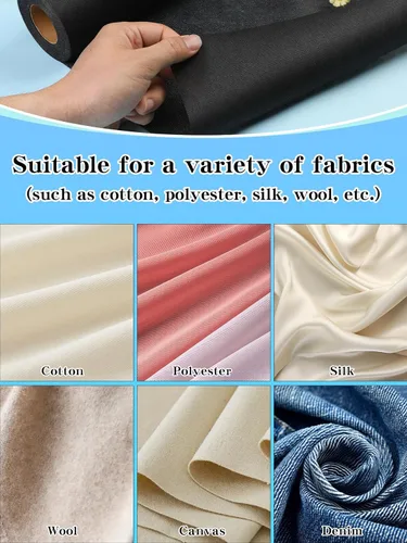 Vista 6 de Entretela Fusible Ligera Negra para Coser: 11.6" X 30yd Tela de Entretela para Coser, Entretela Termoadhesiva No Tejida de Un Solo Lado