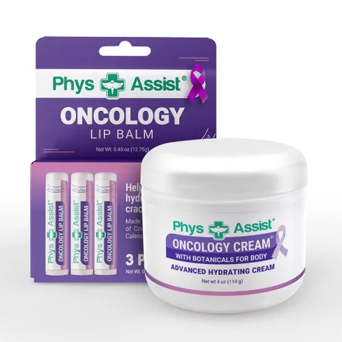 Vista 3 de Crema Oncológica 4 oz más paquete de 3 Bálsamo Labial. Hidratante para la piel estresada sometida a quimioterapia o radiación. Terapia de la piel.
