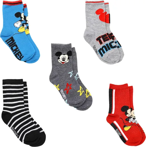 Vista 2 de Disney Paquete de 5 calcetines de Mickey Mouse para niño, Azul