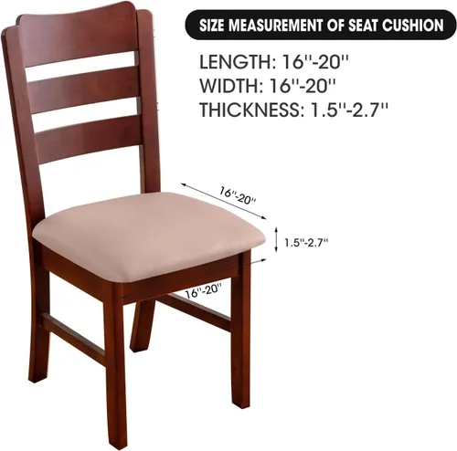 Vista 5 de Genina Juego de 6 fundas de asiento impermeables de piel sintética para sillas de comedor, fundas de asiento de silla, fundas de asiento elásticas