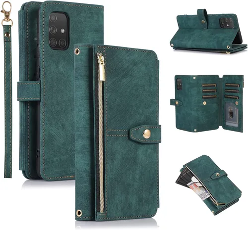 Vista 11 de UEEBAI Funda tipo cartera para Samsung Galaxy S20 FE 5G, Retro 9 ranuras para tarjetero, bolsillo con cremallera, cierre magnético, función atril