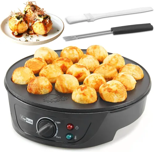 Vista 7 de FineMade Máquina para hacer gofres clásica redonda de 7 pulgadas, mini waflera, planchas antiadherentes, waflera fina crujiente, color negro