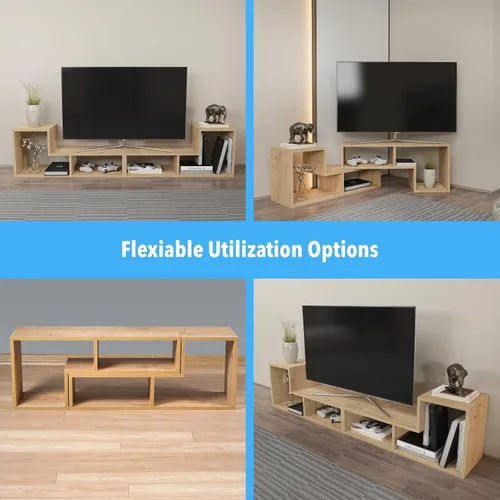 Vista 3 de Decorotika Cubicco - Soporte modular para TV (2 piezas) con estantes abiertos