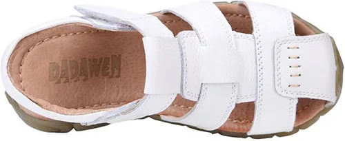 Vista 3 de DADAWEN - Sandalias deportivas de cuero para niños y niñas puntera cerrada para exteriores para bebés niños pequeños y grandes