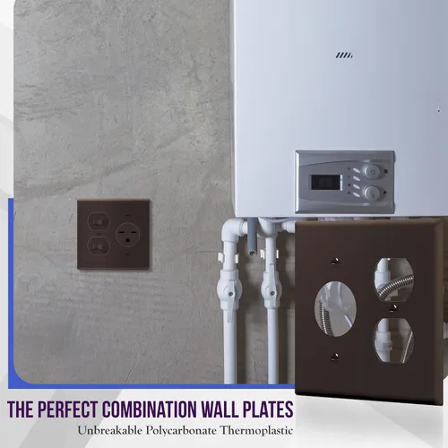Vista 3 de ENERLITES Combinación de salida dúplex / receptáculo individual de 1.406 pulgadas, cubierta de placa de pared con orificio, tamaño estándar de 2