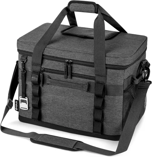 Vista 10 de OPUX Bolsa térmica suave, térmica portátil plegable y aislada, 48/60 latas, a prueba de fugas, para acampar en la playa, con correa para el hombro