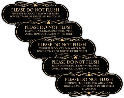 Vista 68 de Signs ByLITA Designer Please Do Not Flush Etiqutte Letrero (negro) - Pequeño 1 paquete