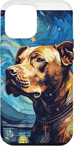 Vista 26 de Funda para iPhone 16 Pitbull Starry Night para perro, mamá, perro, papá