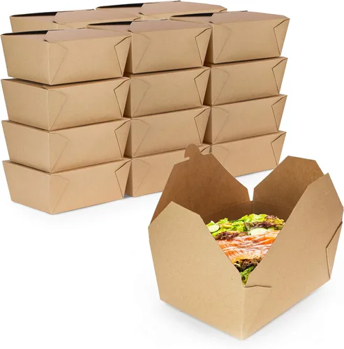Vista 8 de Fit Meal Prep Paquete de 25 recipientes desechables de 110 onzas para llevar para microondas, cajas de papel kraft para llevar, contenedores