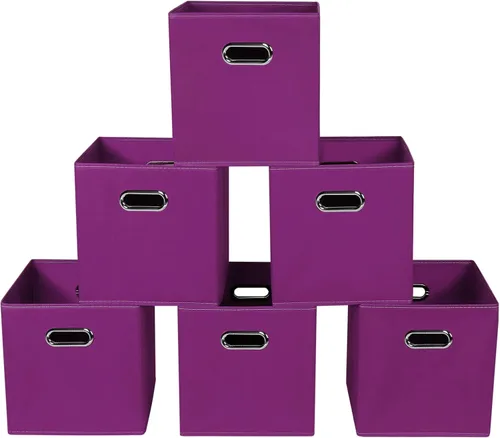 Vista 14 de Yunkeeeper - Contenedores de almacenamiento, cubos organizadores de tela con asa, cubos plegables para almacenamiento de tela o accesorios, 11 x 11