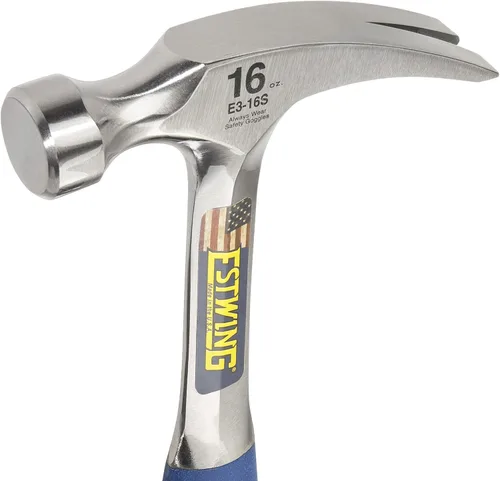 Vista 4 de ESTWING Martillo – Garra recta de 16 onzas con cara lisa y agarre de reducción de golpes – E3-16S & Pro Claw Nail Puller – Barra de palanca de 9