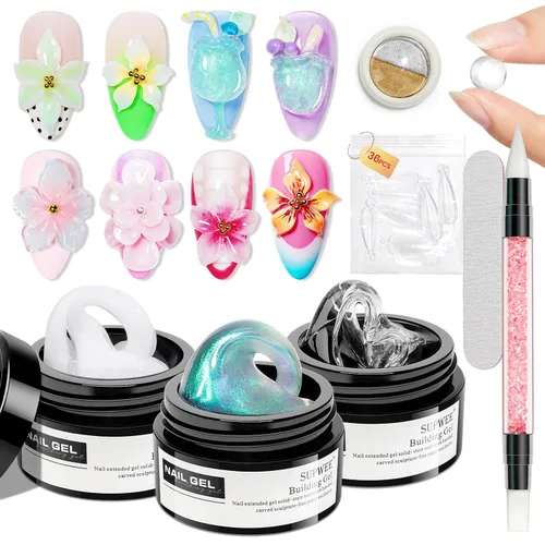 Vista 23 de Gel Constructor Sólido para Uñas - Gel de Arte de Uñas 3D Claro Transparente Antiadherente para Manos para Tallado, Moldeado, Patrones