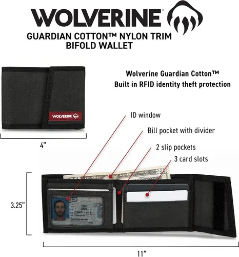 Vista 23 de WOLVERINE Billetera plegable de lona/cuero para hombre
