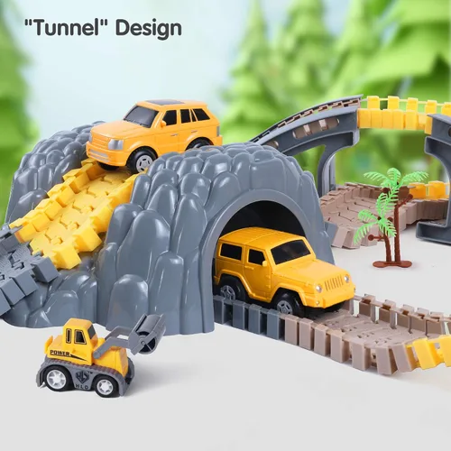 Vista 7 de TUMAMA 249 piezas de construcción de vehículos de pista de carreras de juguetes para niños y niñas, STEM Building Bendable Cars Track Sets