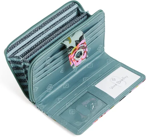 Vista 2 de Vera Bradley Cartera de algodón Turnlock para mujer con protección RFID