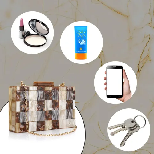 Vista 4 de YYW Monederos y bolsos de mano de acrílico con mármol para mujer, elegante banquete de noche, bolsa de mano