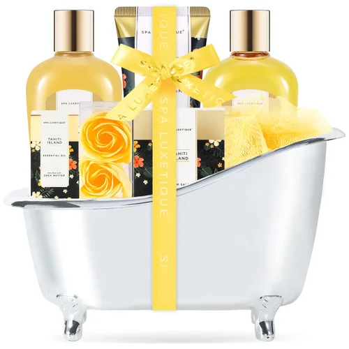 Vista 13 de Regalos de cuidado personal para mujeres, Spa Luxetique, 8 cestas de regalo para el baño y el cuerpo de margaritas para ella, juego de baño con baño