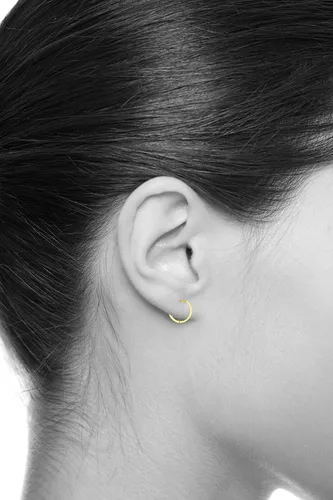 Vista 3 de Aretes de aro de oro amarillo o blanco de 14 quilates de grosor de 0.118 in (0.551 x 0.551 in)