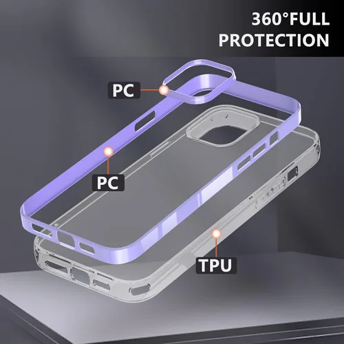 Vista 4 de Funda protectora transparente para iPhone 13 Pro Max, funda protectora de esquina reforzada contra arañazos, policarbonato duro + carcasa de TPU
