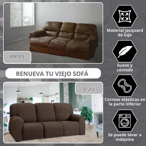 Vista 4 de ULTICOR Fundas jacquard para sofá reclinable de 8 piezas, fundas elásticas para sofá reclinable de 3 cojines, gruesas, suaves y lavables (estilo 3)