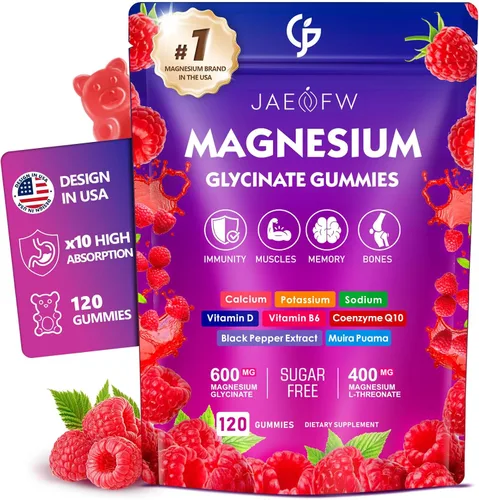 Vista 6 de Gomitas de glicinato de magnesio 400 mg, suplemento de magnesio de alta absorción para mujeres, hombres y niños, apoyo muscular y relajación, sin