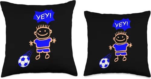 Vista 3 de Niño juega fútbol con pelota, Yey! Throw Pillow