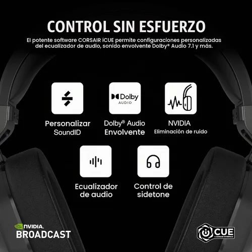 Vista 7 de [Usado] Corsair HS65 - Auriculares inalámbricos multiplataforma para juegos con Bluetooth - Audio Dolby 7.1 - Micrófono omnidireccional - Compatible