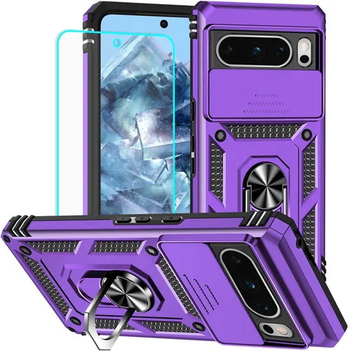 Vista 9 de HNHYGETE Funda para Pixel 6a con protector de pantalla HD, soporte giratorio de grado militar de 360° (resistente) a prueba de golpes para Google