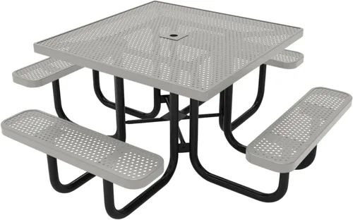 Vista 44 de COATEDOUTDOORFURNITURE Mesa de picnic cuadrada de 46 pulgadas, expandida, color negro
