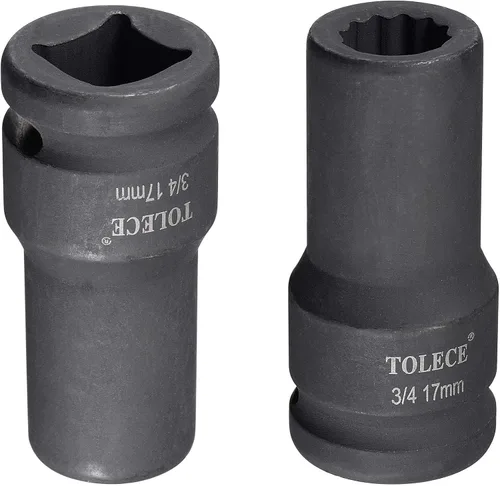 Vista 5 de uxcell Enchufe de impacto profundo de 0.669 in y 12 puntos de 3/4 pulgadas, acero CR-MO 3.071 in de longitud, tamaños métricos