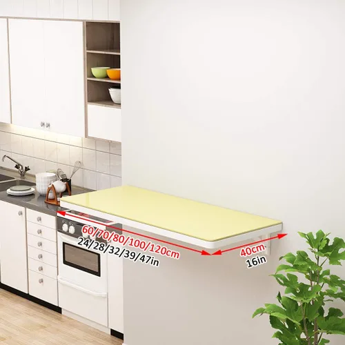 Vista 2 de Mesa flotante de pared, escritorio plegable para computadora, mesa de comedor multifunción, diseño de vidrio templado, para banco de trabajo