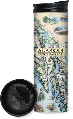 Vista 23 de Xplorer Maps 1000 Islands Map - Vaso de viaje de 16 onzas con tapa resistente a derrames, vaso de café aislado al vacío de acero inoxidable