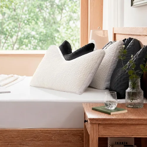 Vista 7 de Side Sleeper Pillow for Neck and Shoulder Support Crescent Design, Standard Almohadas de cama para dolor de cuello y hombros, almohadas curvadas