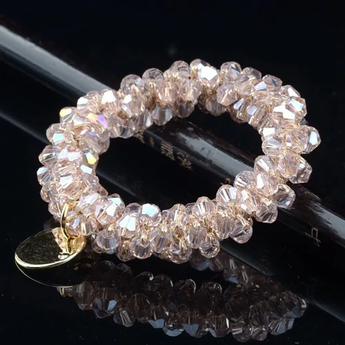 Vista 6 de 5 ligas para el cabello con diamantes de imitación, bandas elásticas para el cabello de moda, coleteros de cristal, bandas para el cabello, cuerdas