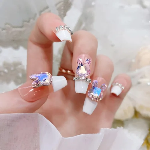 Vista 3 de 16 dijes 3D de conejo de Pascua para uñas, cristales de conejo, diamantes de imitación, gemas de diamantes de imitación para diseño de uñas