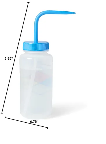 Vista 4 de United Scientific™ UniSafe™ Botella de lavado químico ventilada de LDPE de boca ancha de grado de laboratorio, agua (H2O), 16.9 fl oz (16 onzas), 4