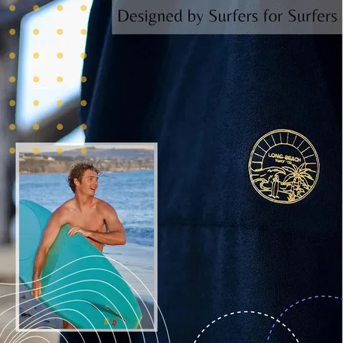 Vista 7 de Long Beach SURF CO - Poncho de surf Toalla de neopreno con capucha con bolsillo Toalla de playa con capucha de secado rápido