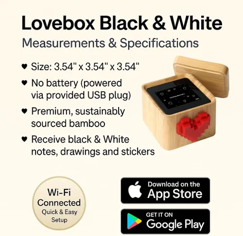 Vista 4 de Lovebox Negro y blanco Mensajero de notas de amor Significativo para mamá, papá, esposa, marido, abuela, abuelo, niños, regalo de pareja, regalo