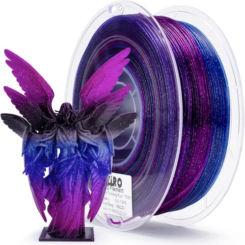 Vista 10 de ZIRO - Rápido cambio de color PLA, filamento translúcido multicolor de 1.75mm, material para impresión 3D, carrete de 1kg, precisión dimensional